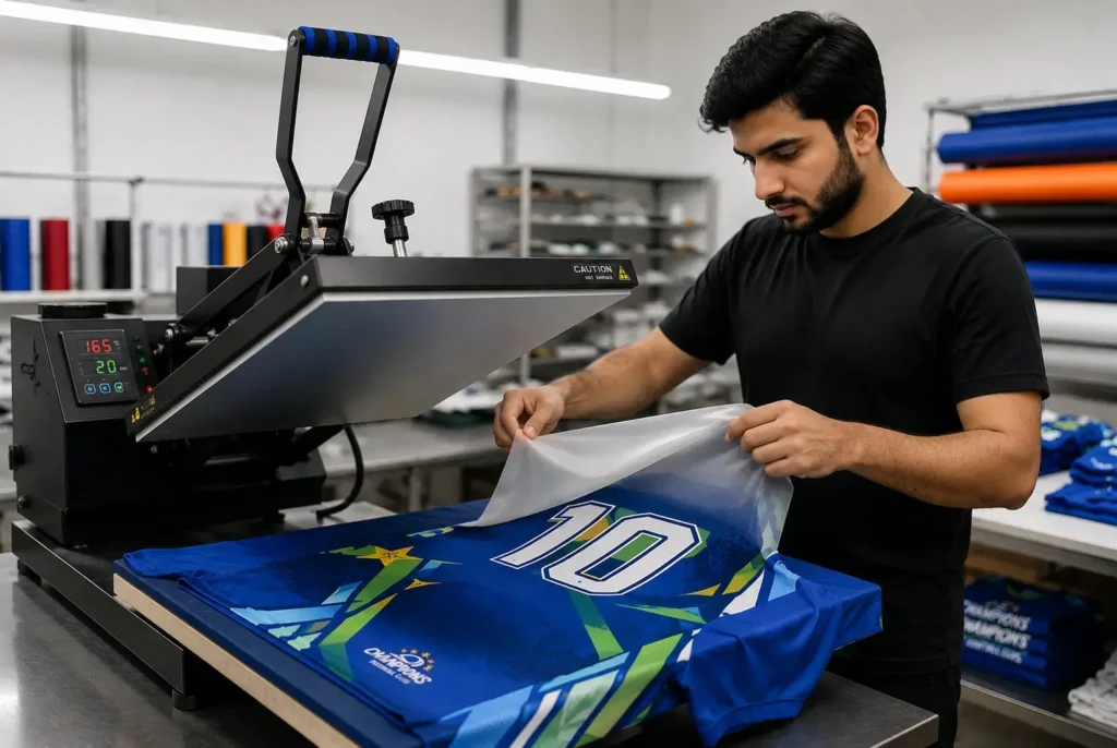 soccer uniform heat transfer process
